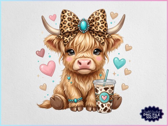 Download Cute Western Highland Cow Coffee PNG - Coffee png Collection