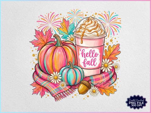 Download Preppy Hello Fall Pumpkin Coffee PNG - Coffee png Collection