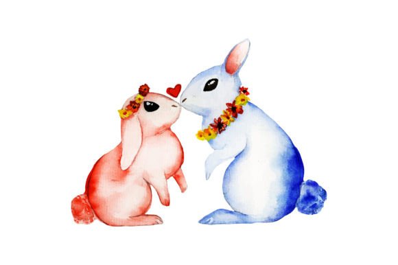 Download Cute Rabbit Couple Watercolour Clipart - Premium Resources