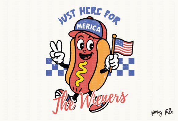 Download Retro Cartoon Patriotic Hot Dog PNG - Hot dog Collection