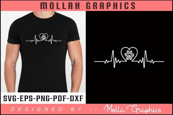 Download Heartbeat with Dog Vector T Shirt Design - Vector t shirt design Collection