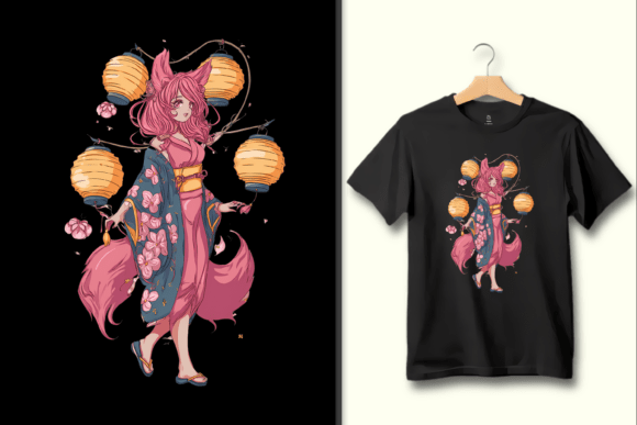 Download Anime Girl with Fox Ears Kimono PNG Art - Ears Collection