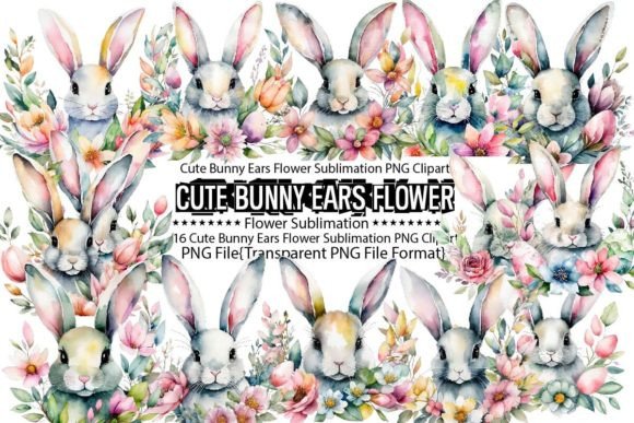 Download Watercolor Cute Bunny Ears Flower for Ea - Ears Collection