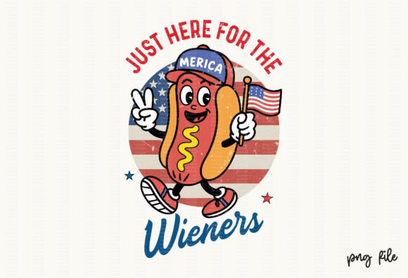 Download Retro Cartoon Patriotic Hot Dog PNG - Hot dog Collection