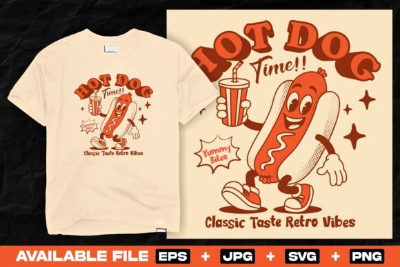 Download Retro Hot Dog Cartoon Mascot Design - Hot dog Collection