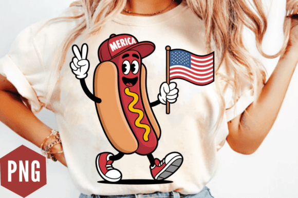 Download 4th of July Cute Hot Dog with Flag PNG C - Hot dog Collection