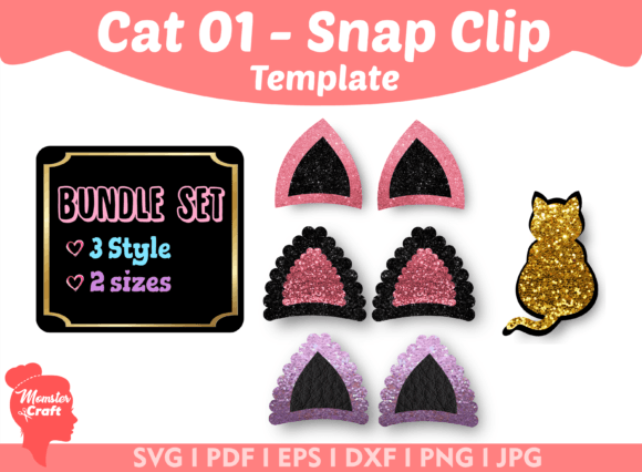 Download Cat Ears Snap Clip SVG Template - Ears Collection